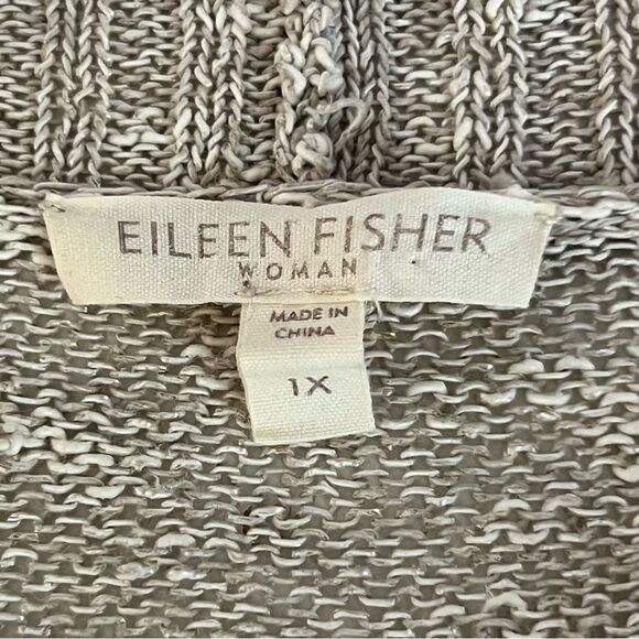 Eileen Fisher Womens Linen Open Cardigan Sweater Size 1X Neutral Office Capsule - Picture 5 of 6